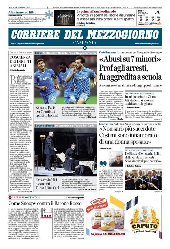 Prima-pagina-corriere del mezzogiorno-del-2025-01-15